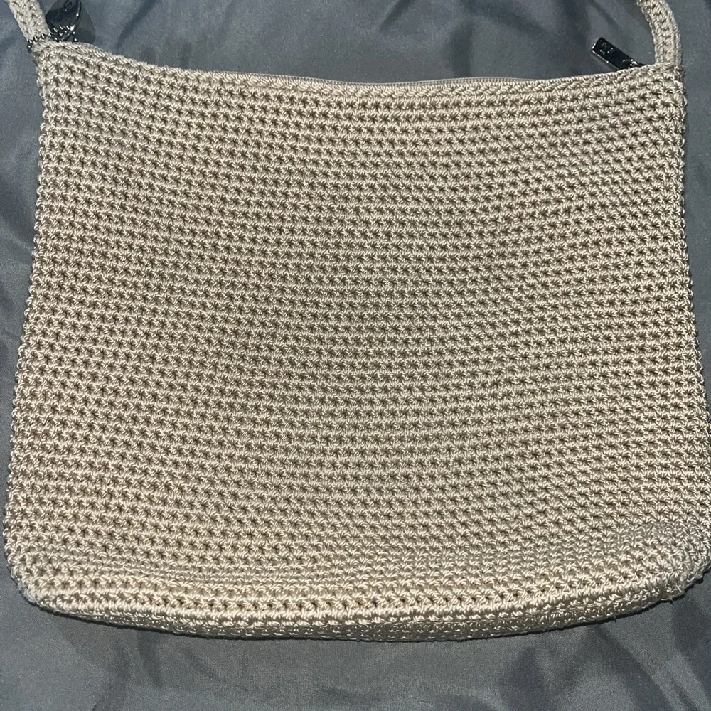 The Sak Tan‎ Shoulder Bag Boho Woven Crochet Zipper Closure Woven Strap